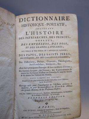 G 5 5_2: Dictionnaire Historique-Portatif, contenant L'Historie [...] (1755)
