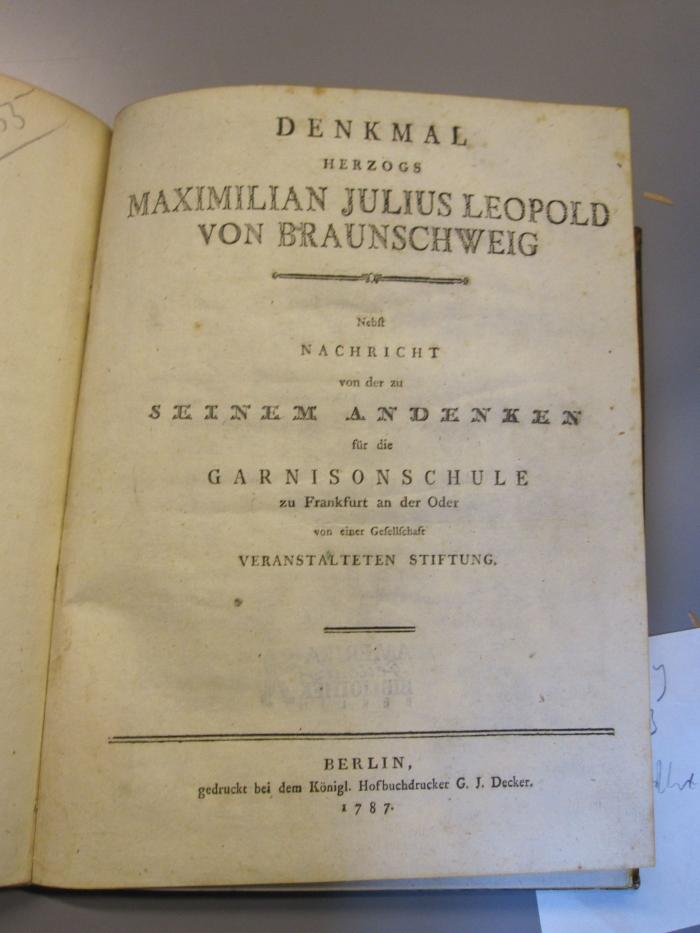 G 566 9: Denkmal Herzogs Maximilian Julius Leopold von Braunschweig (1787)