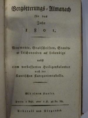 A 95 37_1807: Vergoetterungs-Almanach für das Jahr 1801. [...] ([1801])