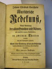 L 32 3: Johann Christoph Gottscheds  Ausführliche Redekunst [...] (1739)