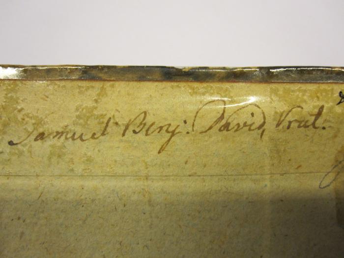 L 61 55_2: Geschichte der komischen Litteratur (1785);48 / 636 (David, Samuel Benjamin), Von Hand: Autogramm; 'Samuel Benj. David, Vr[...].'. 