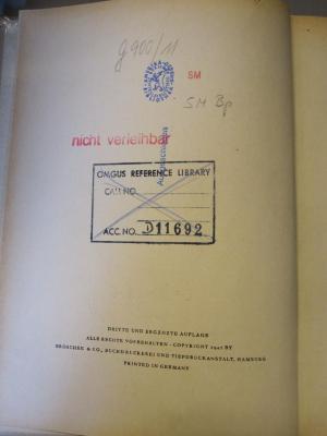 G 900 11: USA greift in die Welt (1941);- (Office of Military Government, United States (OMGUS)), Stempel: Name, Inventar-/ Zugangsnummer; 'OMGUS Reference Library 
Call No … 
Acc.No. D11692'. 