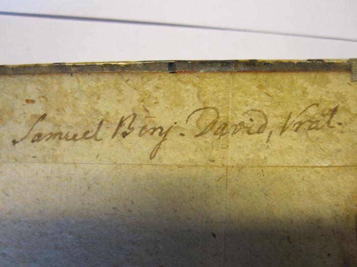 G 61 55_4: Geschichte der komischen Litteratur (1787);- (David, Samuel Benjamin), Von Hand: Name; 'Samuel Benj. David, Vrat.'. 