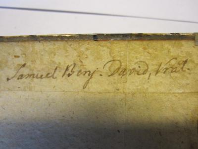 G 61 55_4: Geschichte der komischen Litteratur (1787);- (David, Samuel Benjamin), Von Hand: Name; 'Samuel Benj. David, Vrat.'. 