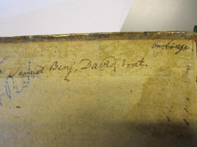 L 61 55_1: Geschichte der komischen Literatur (1784);48 / 636 (David, Samuel Benjamin), Von Hand: Autogramm; 'Samuel Benj. David, Vrat.'. ;48 / 636 (Linge, [?]), Von Hand: Autogramm; 'Dr. Linge.'. 