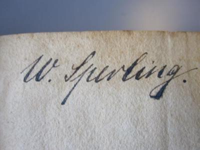 L 220 Gel14_1-4: Leben der schwedischen Gräfin von G****: erster Theil (1769);- (Sperling, W.), Von Hand: Autogramm; 'W. Sperling.'. 