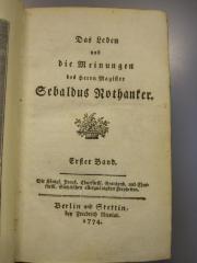 L 220 Nic50: Das Leben und die Meinungen des Herrn Magister Gebaldus Rothanker (1774)