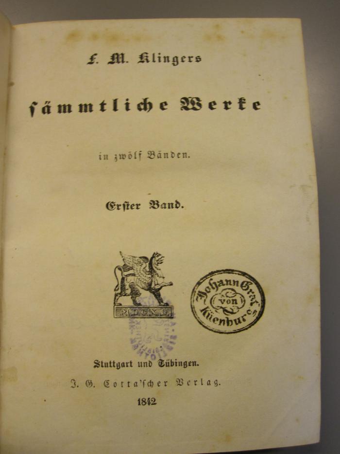 L 224 Klin3_1-12: Sämmtliche Werke in zwölf Bänden (1842)