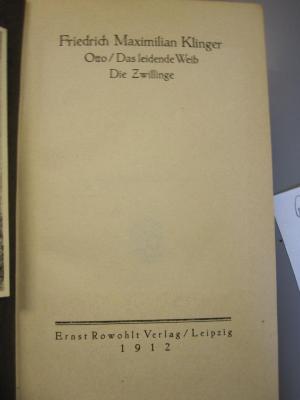 L 224 Klin1a_1-3: Otto / Das leidende Weib / Die Zwillinge (1912)