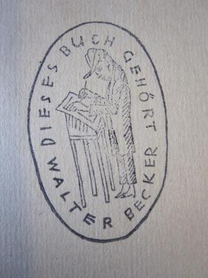L 224 Klin1a_1-3: Otto / Das leidende Weib / Die Zwillinge (1912);- (Becker, Walter), Stempel: Name, Portrait; 'Dieses Buch gehört Walter Becker.'.  (Prototyp)