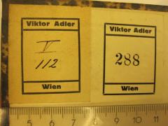 - (Adler, Victor), Von Hand: Signatur; 'V 112'. 