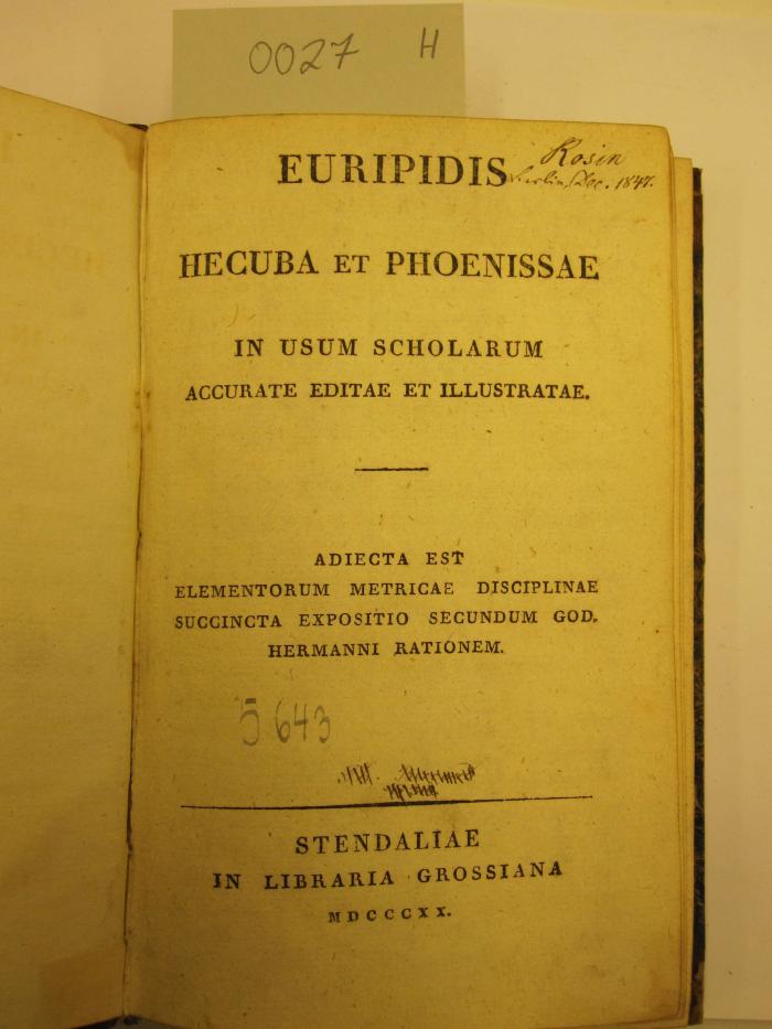  Hecuba et phoenissae in usum scholarum : accurate editae et illustratae (1820)