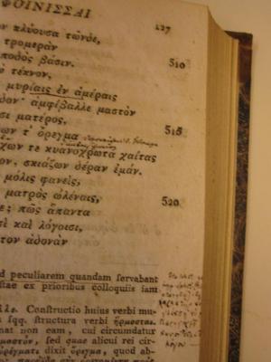 Hecuba et phoenissae in usum scholarum : accurate editae et illustratae (1820);- (Beccard, Theodor), Von Hand: Annotation. 