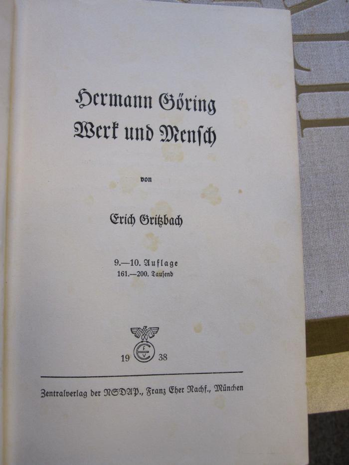 G 408 Gö2a: Hermann Göring : Werk und Mensch (1938)