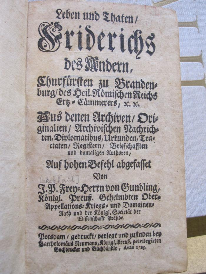 G 462 Fri II_1: Leben und Thaten Friderichs des Andern [...] (1795)