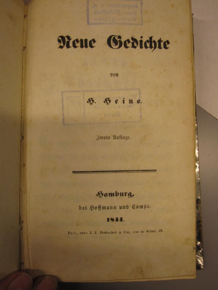 L 238 Heine 50: Neue Gedichte (1844)