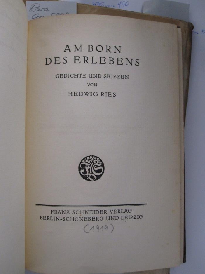Cm 5908: Am Born des Erlebens ([1919])