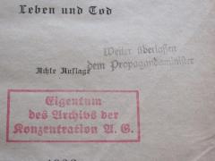 G45 / 2800 (Goebbels, Joseph;Reichsministerium für Volksaufklärung und Propaganda), Stempel: Name, Besitzwechsel; 'Weiter überlassen dem Propagandaminister'.  (Prototyp)