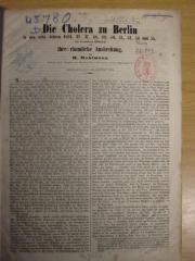 Kk 142 x: Die Cholera zu Berlin in den zehn Jahren 1831, 32, 37, 48, 49, 50, 52, 53, 54 und 55 mit besonderer Rücksicht auf ihre räumliche Ausbreitung (1856)