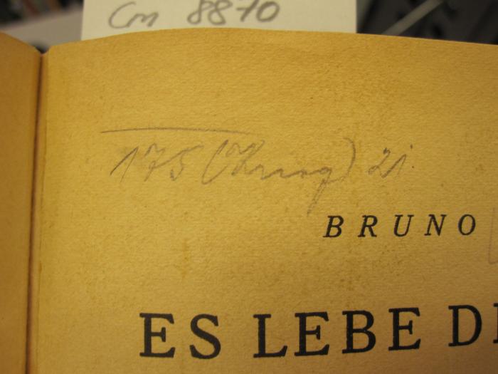 Cm 8870: Es lebe der Krieg ([1925]);- (unbekannt), Von Hand: Signatur; '175 (Krieg) 21'. 