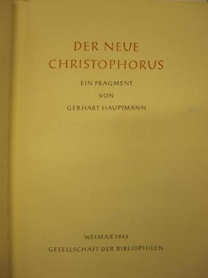 Cm 8152: Der neue Christophorus (1943)