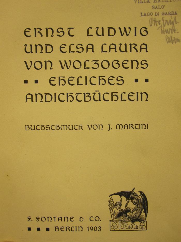 Cm 8795 1903: Eheliches Andichtbüchlein (1903)