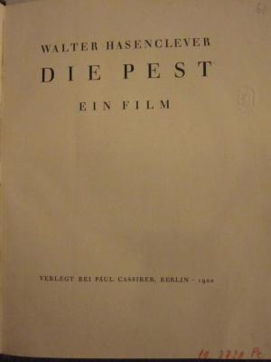 Rara 432 x: Die Pest : Ein Film (1920)