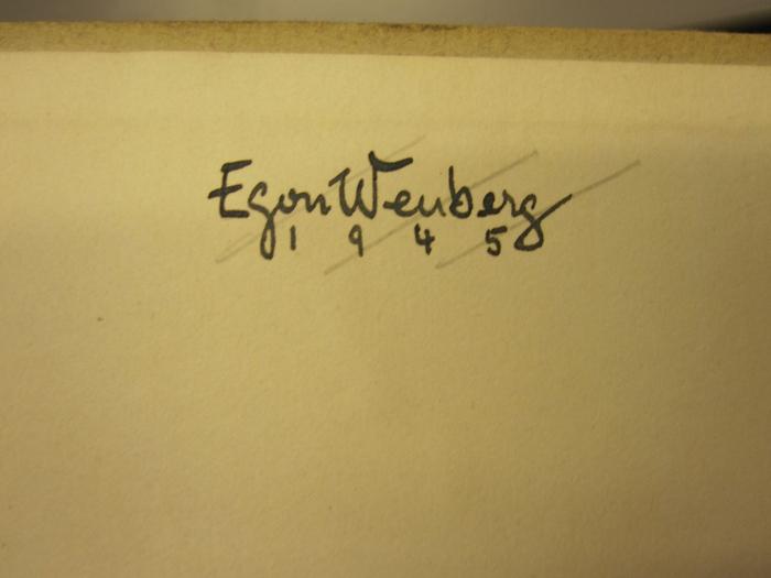 Cm 8152: Der neue Christophorus (1943);- (Wenberg, Egon), Von Hand: Autogramm, Name, Datum; 'Egon Wenberg
1945'. 