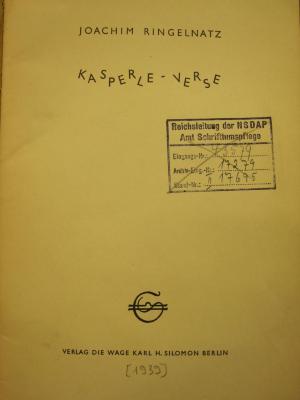 Cm 6838: Kasperle-Verse ([1939])
