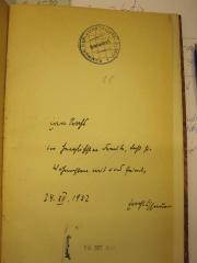 G47 / 2495 (unbekannt;Lissauer, Ernst), Von Hand: Name, Datum, Widmung; 'E[..] S[..hs] in herzlichste[..] [...], daß fr. Weihnachten mit uns [...], 24. XII.1932 Ernst Lissauer'. 