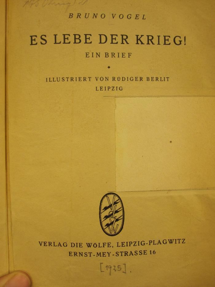Cm 8870: Es lebe der Krieg ([1925]);- (unbekannt), Tilgung: -. 