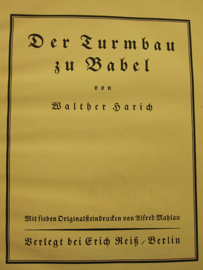 Cm 8211: Der Turmbau zu Babel ([1920])