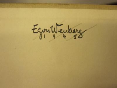 Cm 8152: Der neue Christophorus (1943);- (Wenberg, Egon), Von Hand: Autogramm, Name, Datum; 'Egon Wenberg
1945'. 