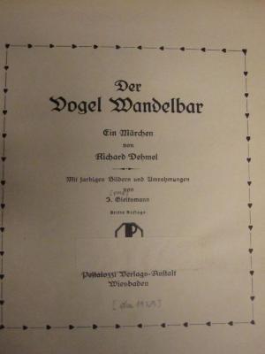Cm 4618 xc: Der Vogel Wandelbar ([1925])