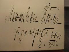 - (Asenijeff, Elsa;Harden, Maximilian), Von Hand: Name, Widmung; 'Maximilian Harden zugeeignet von E.A.'. 