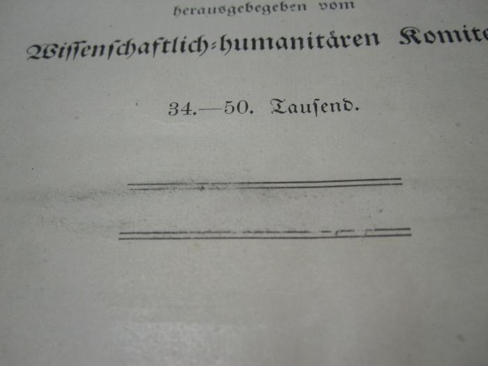 Ko 644 1911: Was soll das Volk vom dritten Geschlecht wissen? (1911);D51 / 494, Radiert / Rasiert