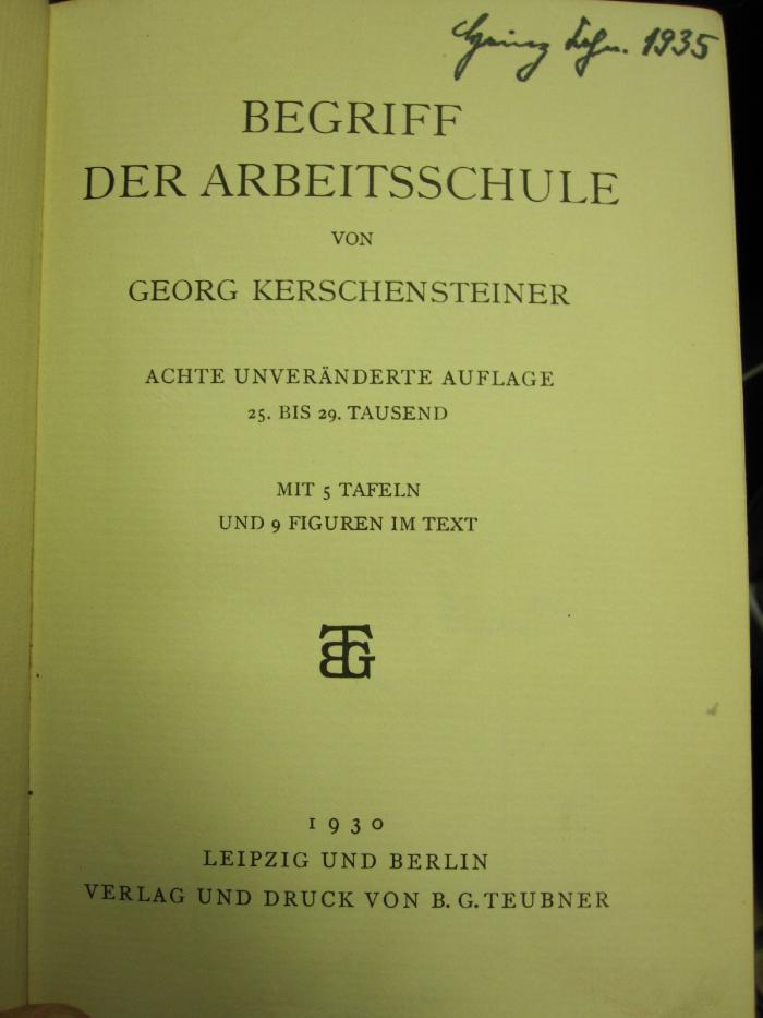 XV 13101 b: Begriff der Arbeitsschule (1930)