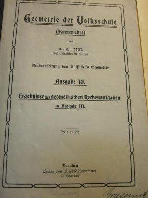 Pe 1587 4: Ergebnisse der Geometrischen Rechenaufgaben in Ausgabe III ([1908])