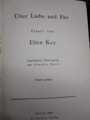 VIII 3124 e: Über Liebe und Ehe (1905)