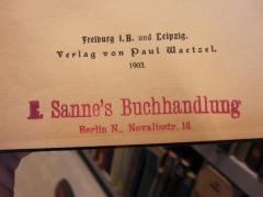 D51 / 574 (E. Sanne's Buchhandlung Berlin), Stempel: Buchhändler; 'E. Sanne's Buchhandlung
Berlin N. Novalisstr. 16'. 