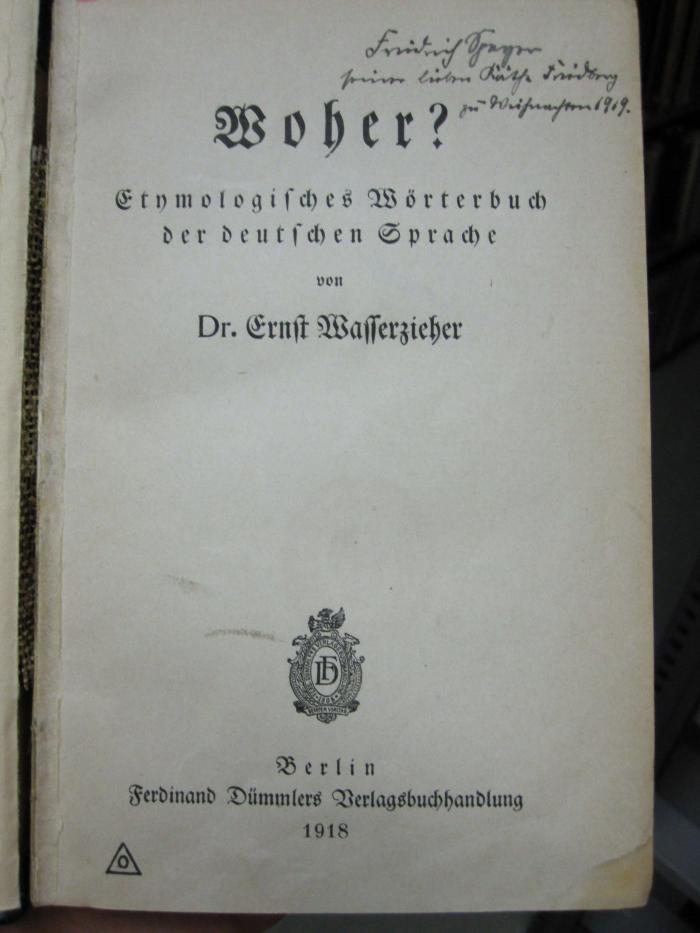Se 127: Woher? : Etymologisches Wörterbuch der deutschen Sprache (1918)