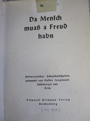 Cx 172: Da Mensch muaß a Freud haben ([1933])