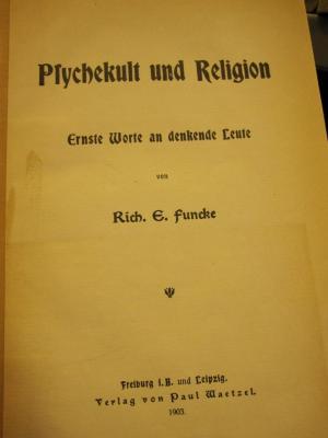 Ug 1054: Psychekult und Religion (1903)