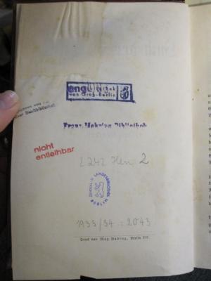 L 242 Hen 2;MB 1,24/H-B ; ;: Buch der Freiheit (1893);- (Friedrich-Wilhelms-Universität Berlin. Institut für Politische Pädagogik), Von Hand: Inventar-/ Zugangsnummer; '1933/34 : 2043'. 