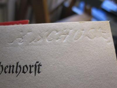 L 242 Haup G 109: Die Hochzeit auf Buchenhorst : Erzählung (1932);- (Schuck, K.), Abdruck/Abklatsch: Autogramm; 'K. Schuck'. 