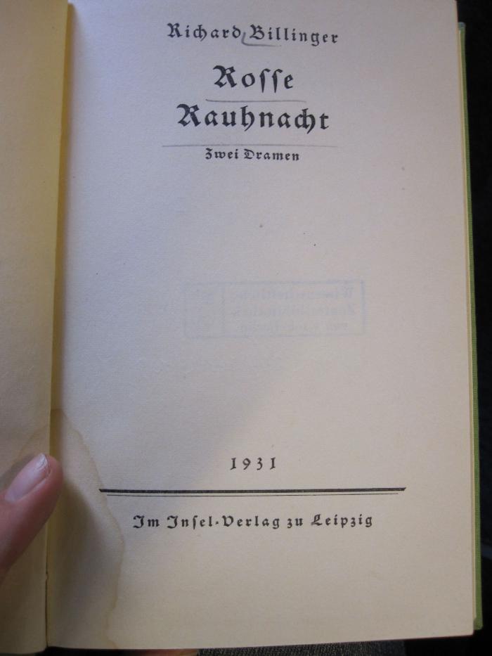 L 242 Bil 52: Rosse / Rauhnacht : zwei Dramen (1931)