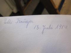 - (Krüger, Elli), Von Hand: Autogramm; 'Elli Krüger. 13. Juli 1914.'. 
