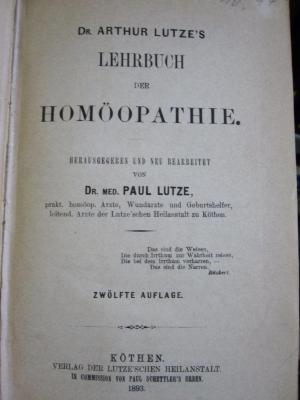 Kp 84 ab: Lehrbuch der Homöopathie (1893)