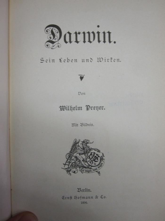 X 127: Darwin : sein Leben und Wirken (1896)