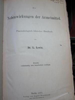 Kp 556: Nebenwirkungen der Arzneimittel, Die (1893)